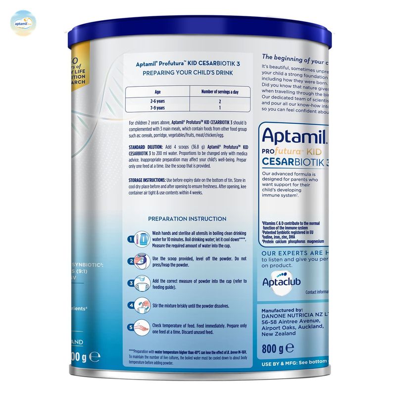 Aptamil new zeland số 3 sua aptamil profutuna kid cesarbiotik so 3 800g 2y 3